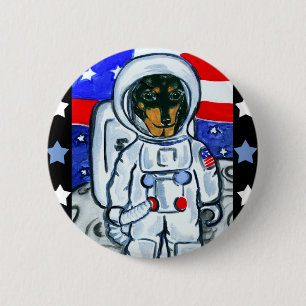 Astronaut dachshund 6 cm round badge