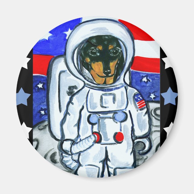 Astronaut dachshund magnet (Front)