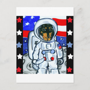 Astronaut dachshund postcard