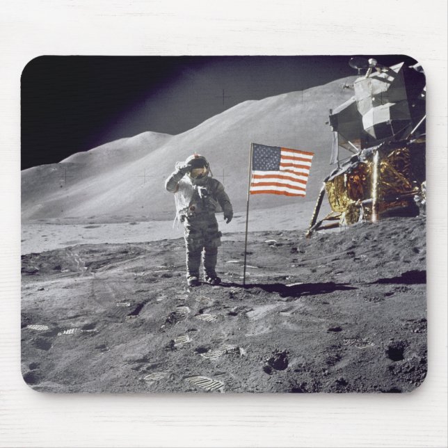 Astronaut David Scott Salutes Flag Mousepad (Front)
