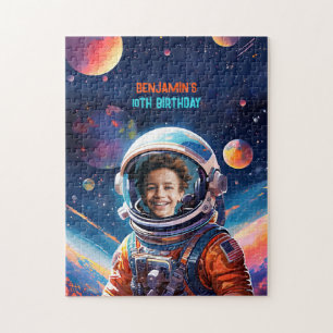 Astronaut Deep Space Sky Planets Photo Birthday Jigsaw Puzzle