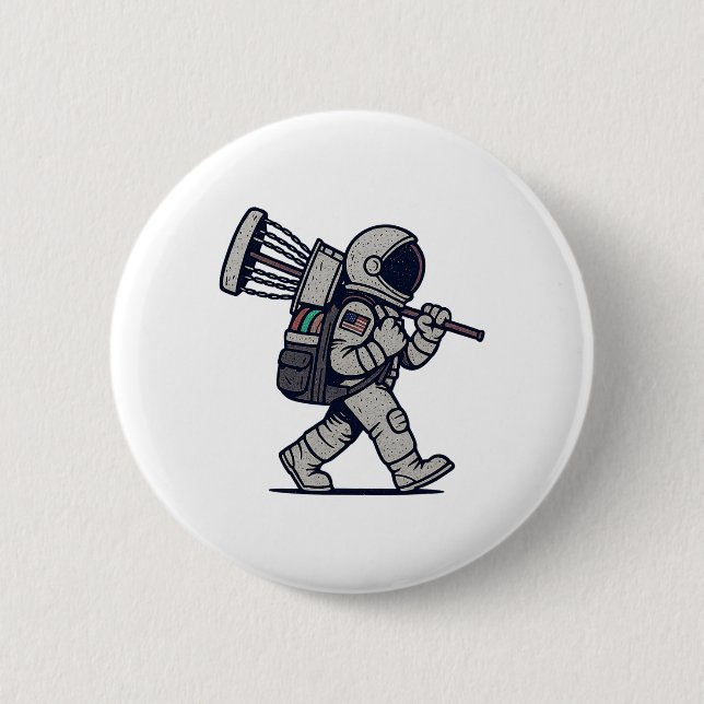 Astronaut Disc Golfer Funny Disc Golf  6 Cm Round Badge (Front)