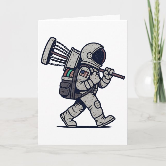 Astronaut Disc Golfer Funny Disc Golf  Card (Front)