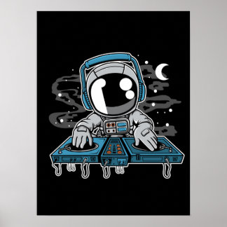 Astronaut DJ Turntable Poster