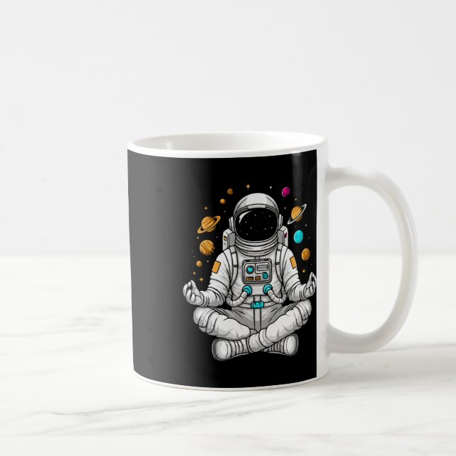 Astronaut Do Yoga Pose On Space Meditation Astrona Coffee Mug (Right)