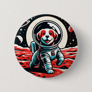 Astronaut Dog - Cosmic Canine Space Adventure 6 Cm Round Badge