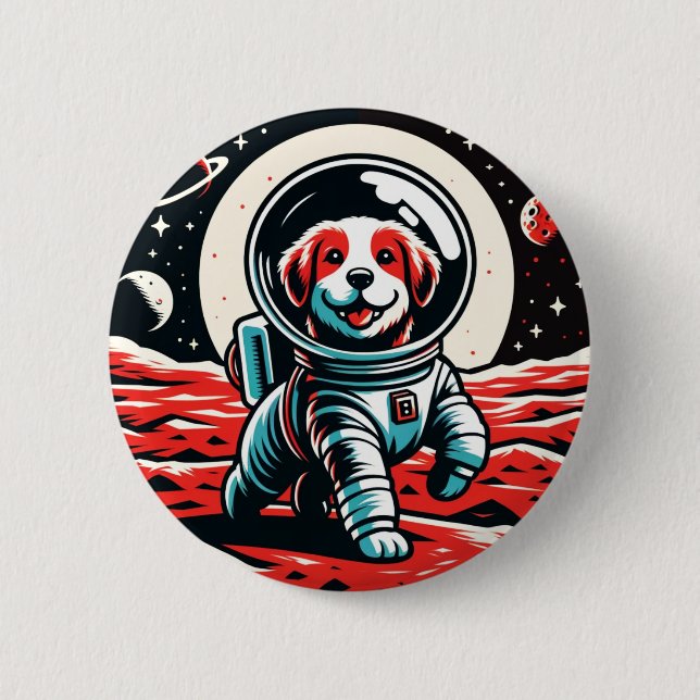 Astronaut Dog - Cosmic Canine Space Adventure 6 Cm Round Badge (Front)