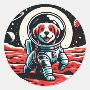 Astronaut Dog - Cosmic Canine Space Adventure Classic Round Sticker