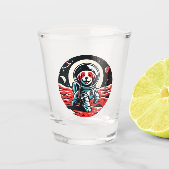 Astronaut Dog - Cosmic Canine Space Adventure Shot Glass (Front)