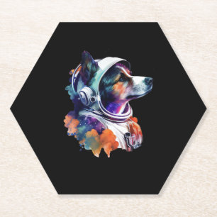 Astronaut Dog space Cute Dog Lover for Kids men an Paper Coaster