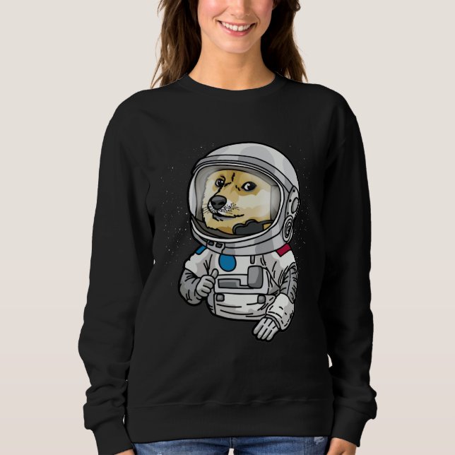 Astronaut Dog Thumbs Up in Space Doge Sweatshirt (Front)
