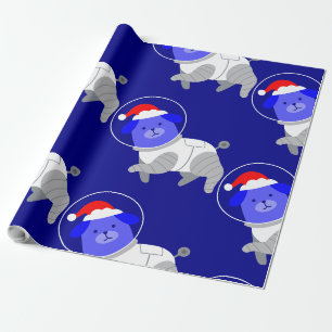 astronaut dog ugly christmas santa wrapping paper