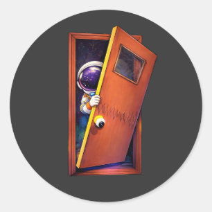 Astronaut Doorway   Classic Round Sticker