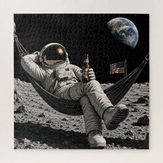 Astronaut drinking beer jigsaw puzzle (Vertical)