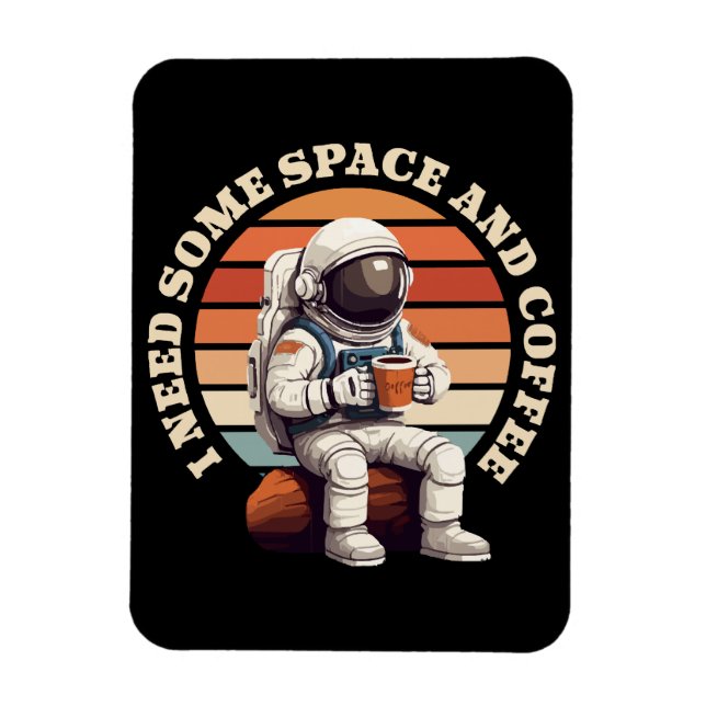 Astronaut Drinking Coffee Magnet (Vertical)
