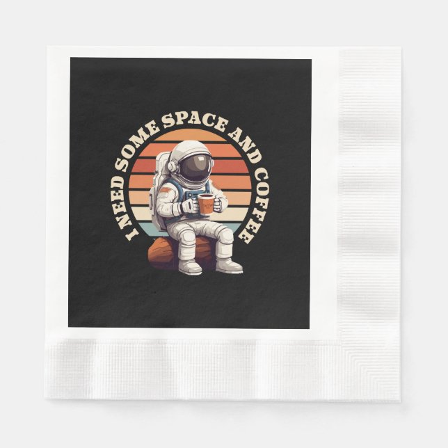 Astronaut Drinking Coffee Napkin (Front)