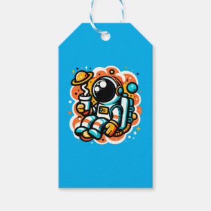 Astronaut Drinking Coffee - Outer Space Caffeine Gift Tags