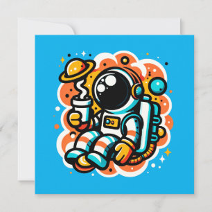 Astronaut Drinking Coffee - Outer Space Caffeine Invitation