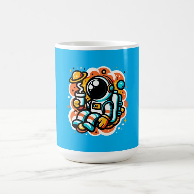 Astronaut Drinking Coffee - Outer Space Caffeine Mug (Center)