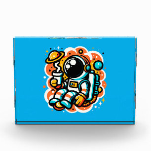 Astronaut Drinking Coffee - Outer Space Caffeine Photo Block