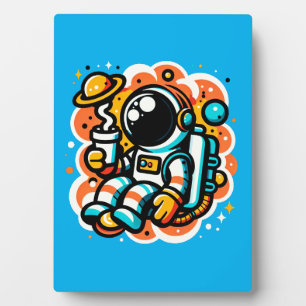 Astronaut Drinking Coffee - Outer Space Caffeine Plaque