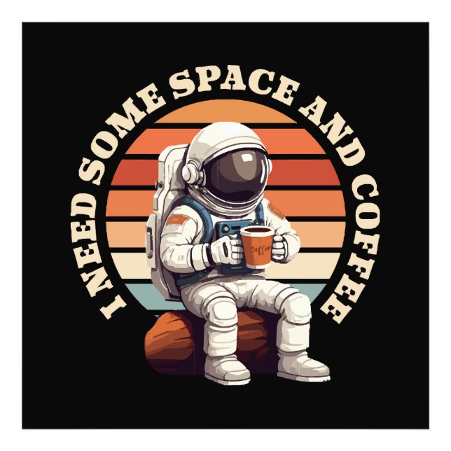 Astronaut Drinking Coffee Photo Print (Front)