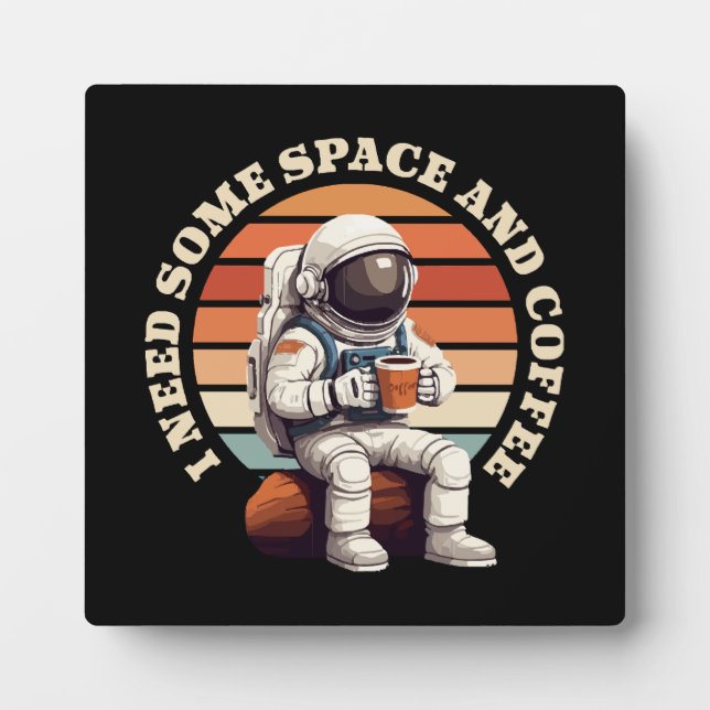 Astronaut Drinking Coffee Plaque (Front)