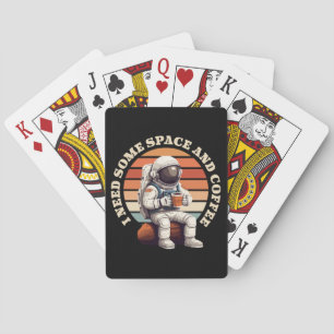 Astronaut Drinking Coffee Playing Cards