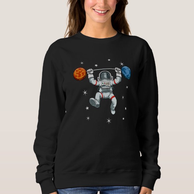 Astronaut dumbbell bar planet Premium Sweatshirt (Front)