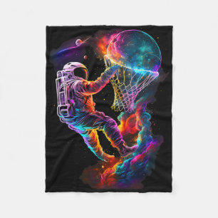 Astronaut Dunking A Bysketbyll Player Outer Space Fleece Blanket