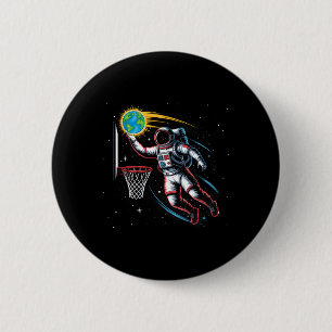Astronaut Dunking A Sketll In Outer Galaxy Space S 6 Cm Round Badge