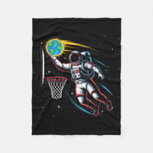 Astronaut Dunking A Sketll In Outer Galaxy Space S Fleece Blanket