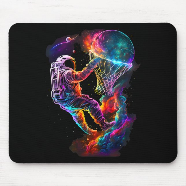 Astronaut Dunking A Sketll Player Outer Space Cosm Mouse Pad (Front)