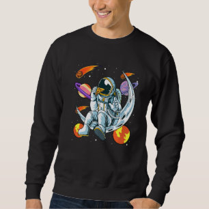 Astronaut Eating Pizza Food Moon Ufo Extraterrestr Sweatshirt