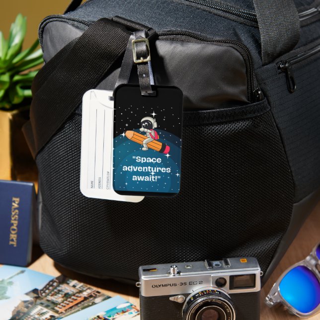 astronaut editable luggage tag (Front & Back)