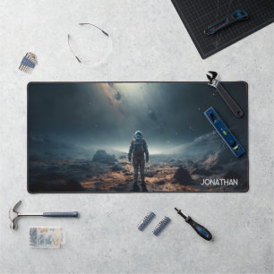 Astronaut Explore Planets Space Travel Galaxy Desk Mat