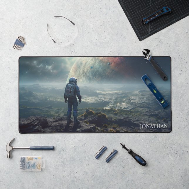 Astronaut Explore Planets Space Travel Galaxy Desk Mat (Workstation)