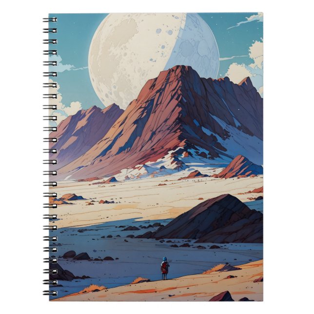 Astronaut Exploring a Vast Alien Desert Notebook (Front)