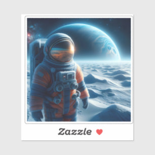 Astronaut Exploring Icy Terrain of an Alien Moon