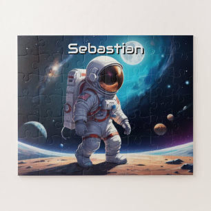 Astronaut Exploring Planet Personalised Jigsaw Puzzle