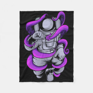 Astronaut Fight Octopus Fleece Blanket