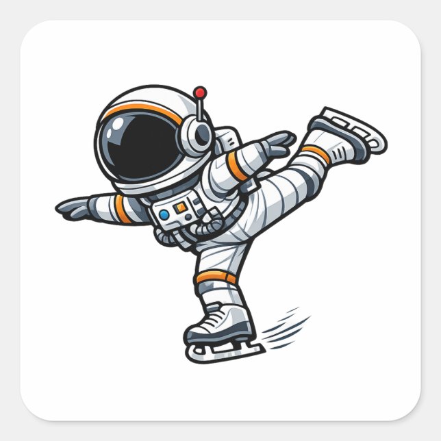 Astronaut Figure Skating Square Sticker (Front)