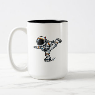 Astronaut Figure Skating Two-Tone Coffee Mug