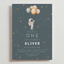 Astronaut First Birthday Invitation