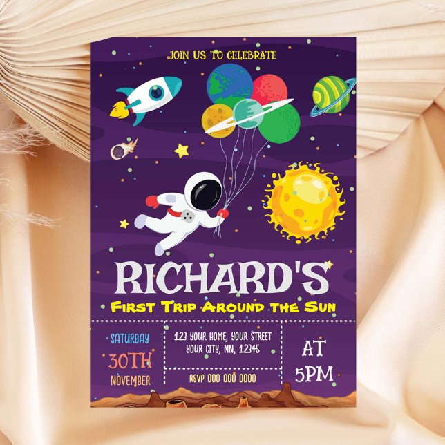 Astronaut First Trip Birthday Invitation  (Creator Uploaded)