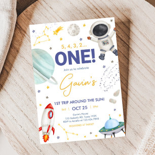 Astronaut First Trip Birthday Party Invitation