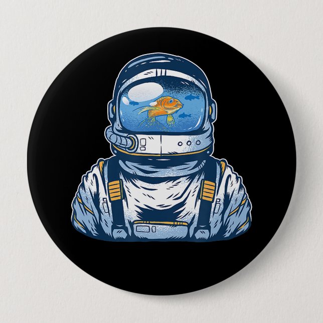 Astronaut Fishbowl Helmet Goldfish Spaceman Suit 10 Cm Round Badge (Front)