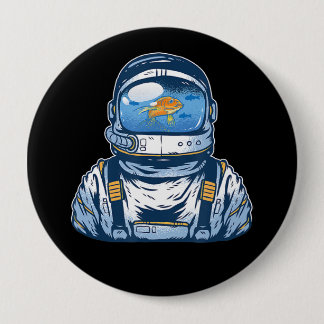 Astronaut Fishbowl Helmet Goldfish Spaceman Suit 10 Cm Round Badge