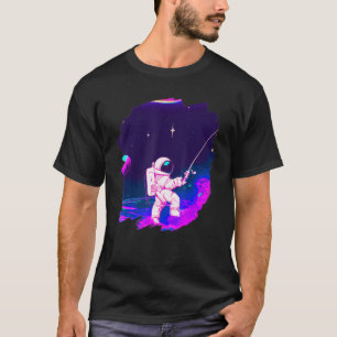 Astronaut Fishing Boat Space Ocean Lake Cool Fish  T-Shirt
