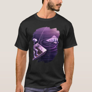 Astronaut Fishing Boat Space Ocean Lake Cool Fish T-Shirt